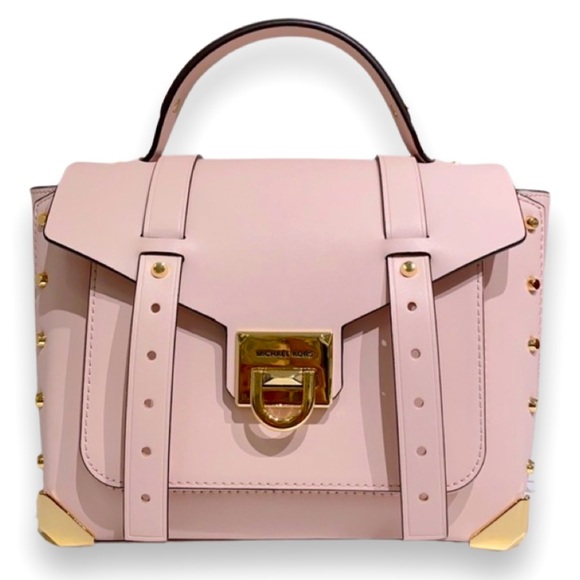 Michael Kors Handbags - MICHAEL KORS Manhattan 
Medium Leather Satchel Handbag in Powder Blush